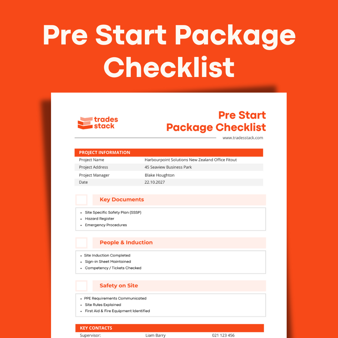 Pre Start Package Checklist Template