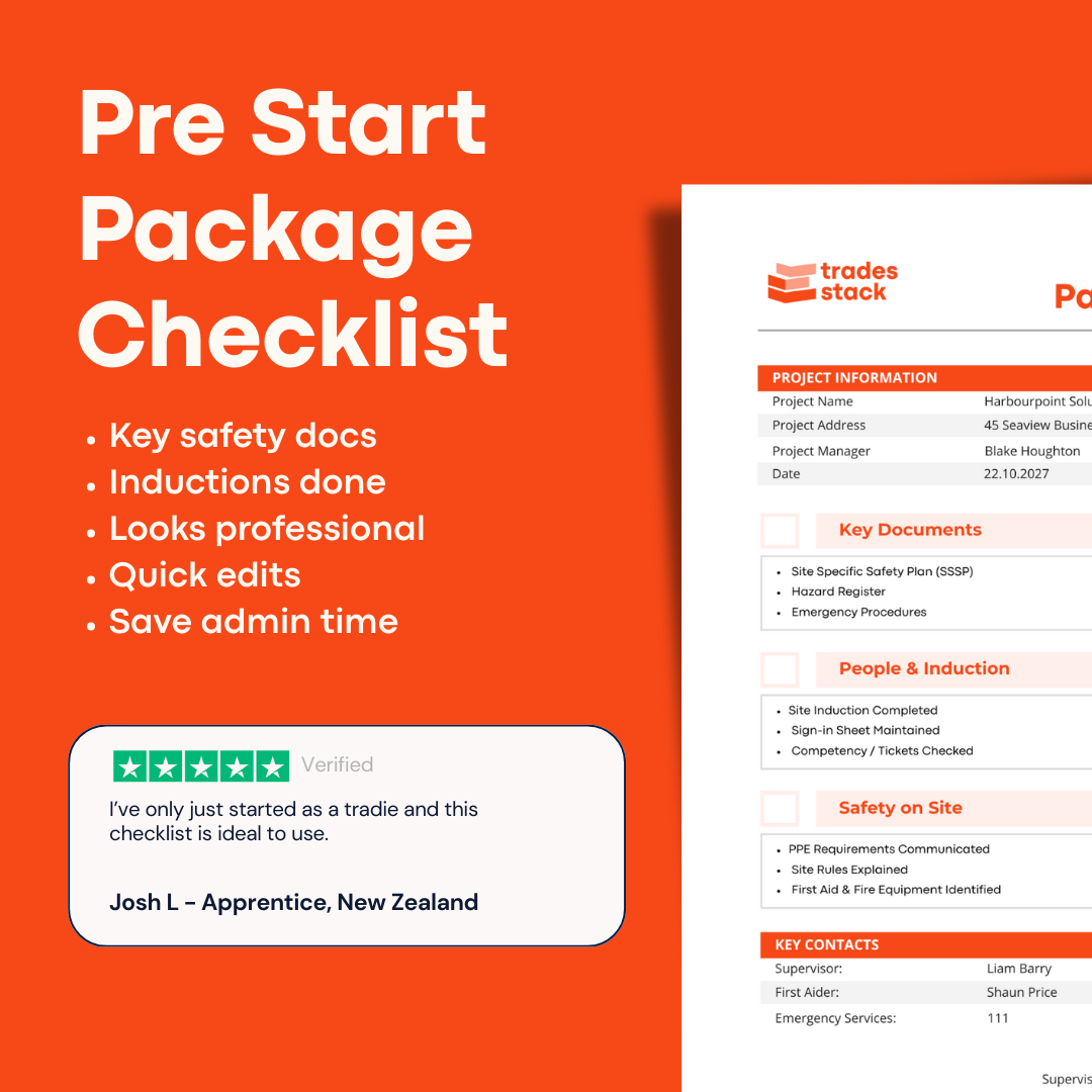 Pre Start Package Checklist Template