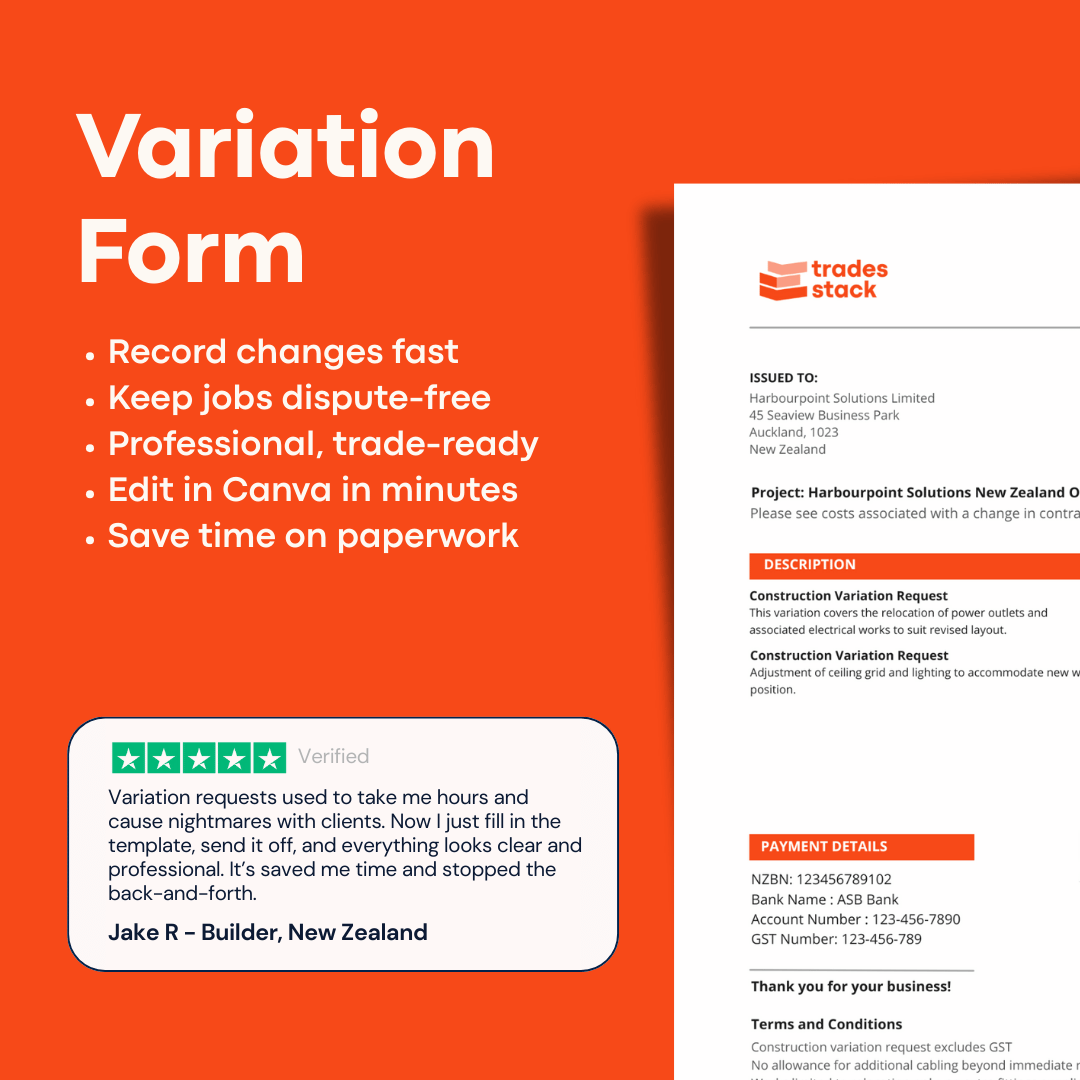 Variation Form Template
