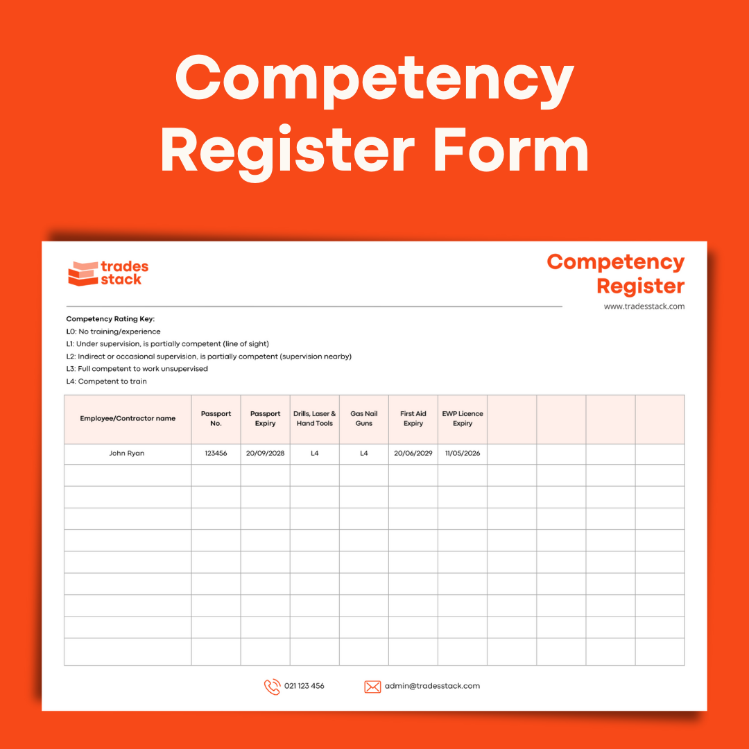 Competency Register Template