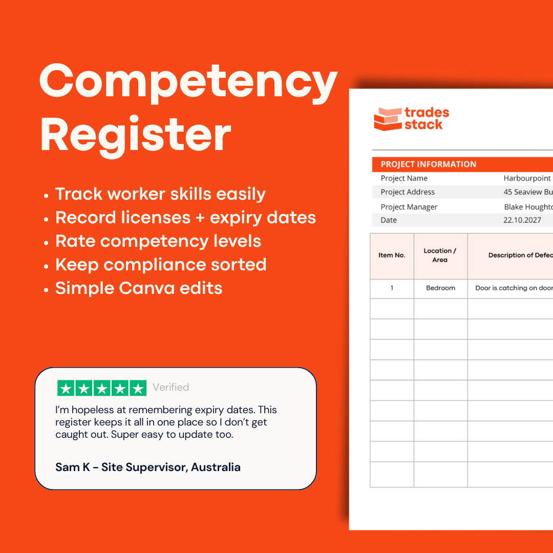 Competency Register Template
