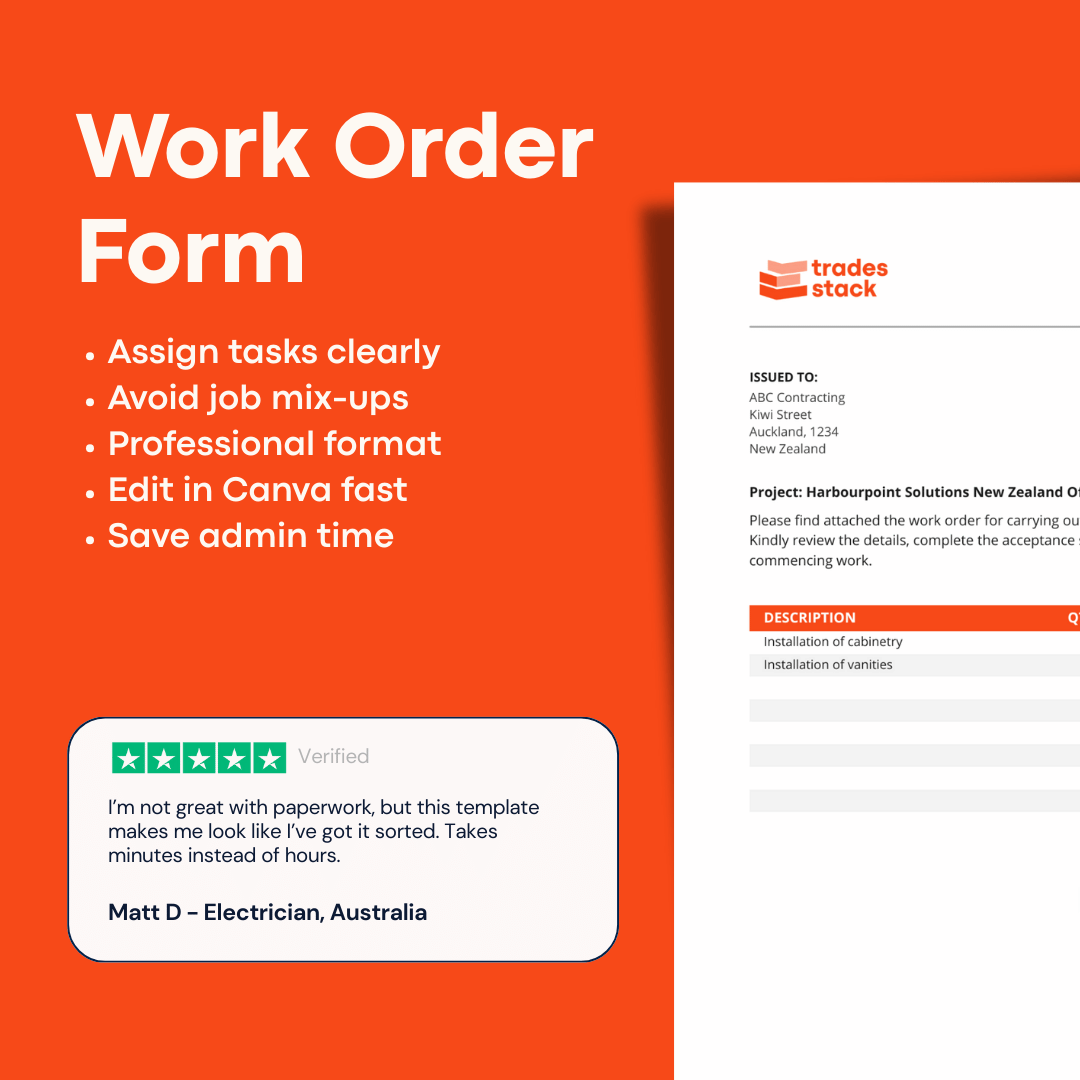 Work Order Form Template