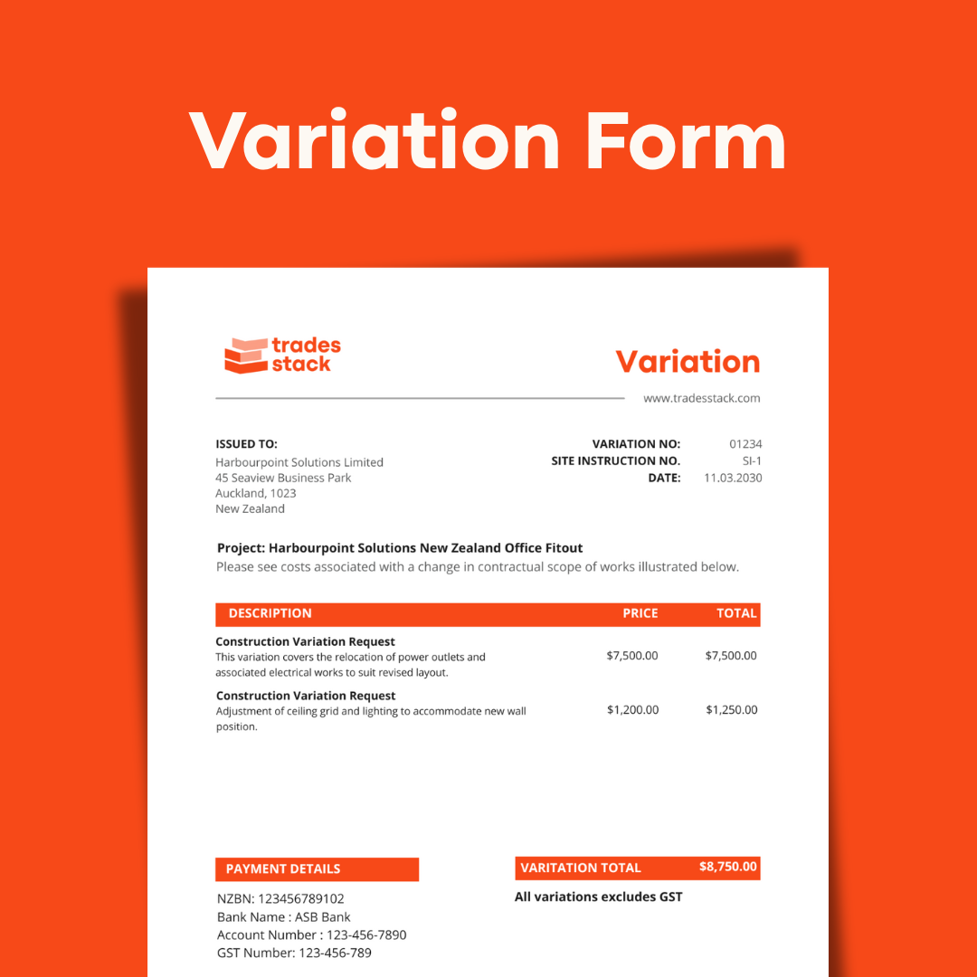 Variation Form Template